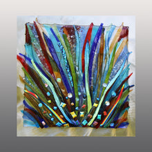 Load image into Gallery viewer, Mardi Gras Fused Glass  Mounted Panel