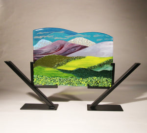 Dichroic Mountains  Fused Glass Panel