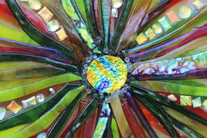 Colorful Starburst Fused Glass Panel