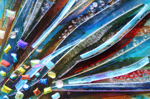 Colorful Rays Fused Glass Mounted Panel