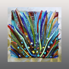 Load image into Gallery viewer, Mardi Gras Fused Glass  Mounted Panel
