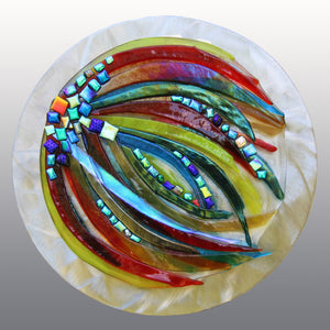 Abstract Rays Fused Glass Mounted Panel