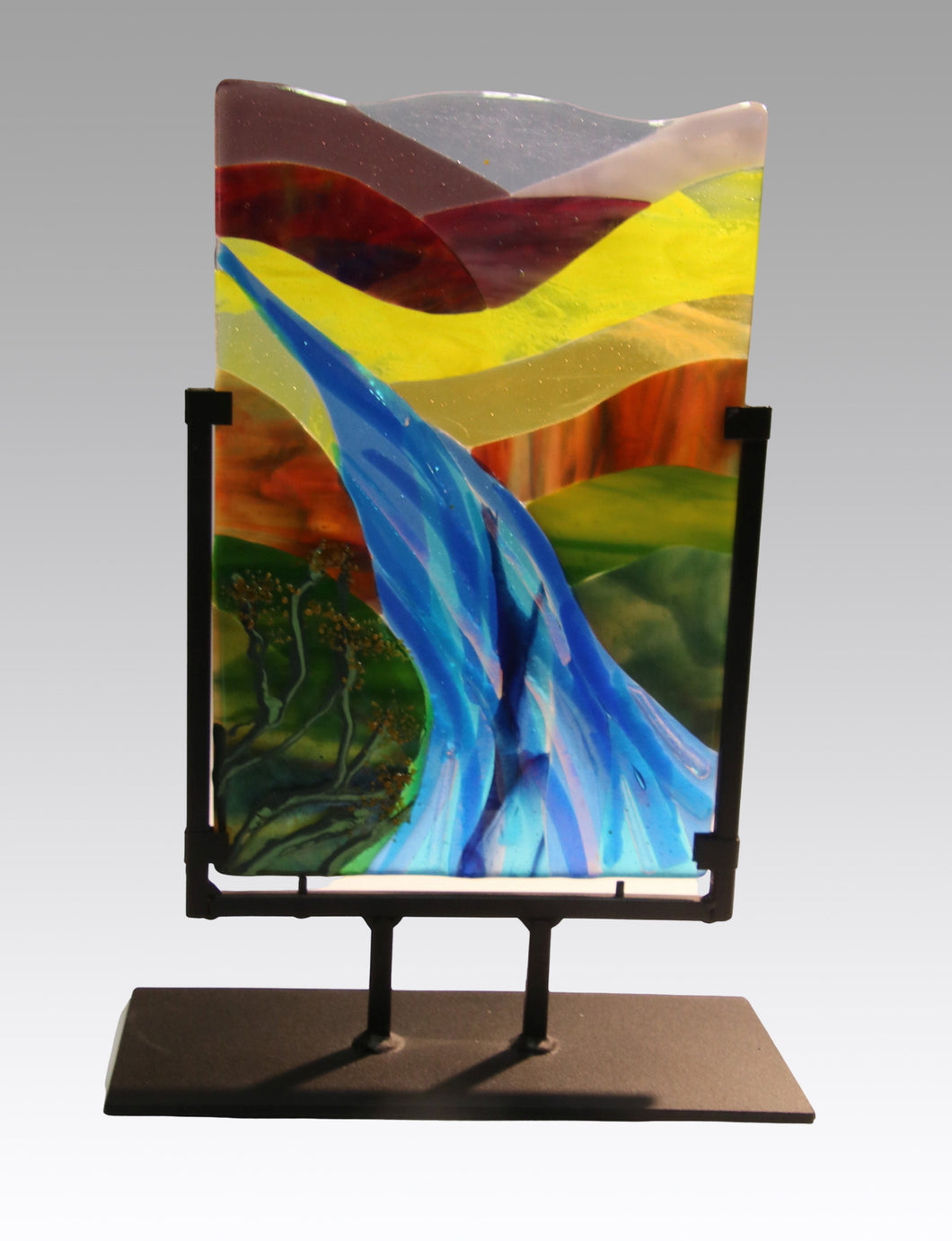 Flowing River Fused Glass Panel