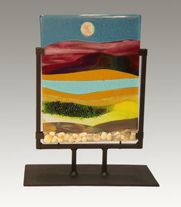 Along a Rocky Road Fused Glass Panel