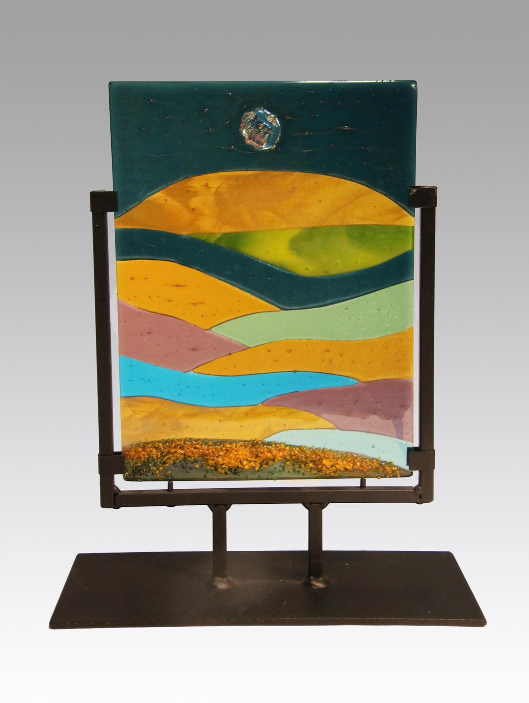Abstract Landscape Fused Glass Panel